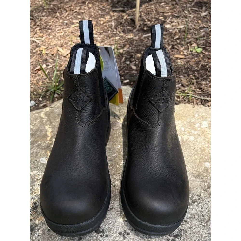 Muck Boots Mens 7.5 D Chore Farm Dark Brown Leather Waterproof  Chelsea Comp Toe